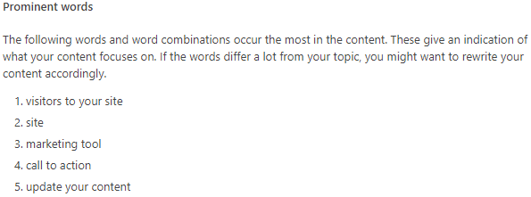 image of prominent words in a post using Yoast Insights