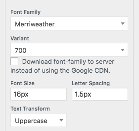 Font Family screen image