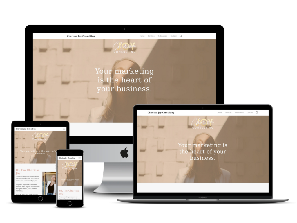 screenshot of Charissa Joy Consulting web design