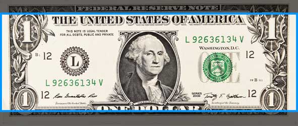 Image of dollar bill in banner size