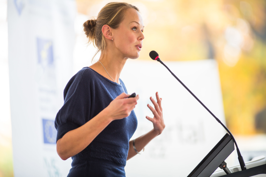 photo of woman public speaking