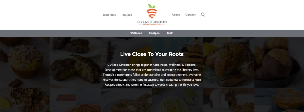 Civilized Caveman Cooking website header