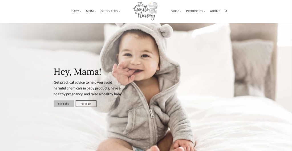 Gentle Nursery website header