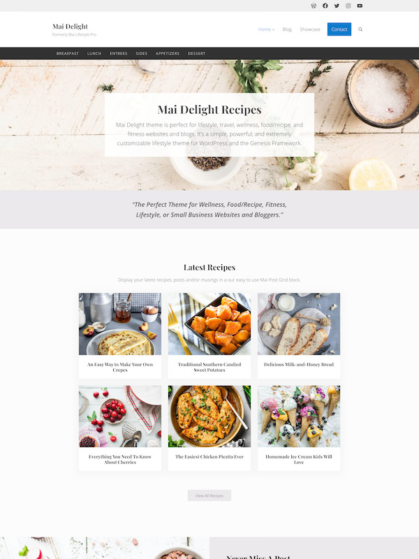 Demo Image of a Mai Delight Recipes blog post layout