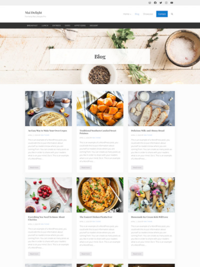 Demo image of a Mai Delight Recipes blog post layout