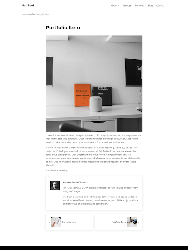 Demo Image of a Mai Sleek Portfolio Item page