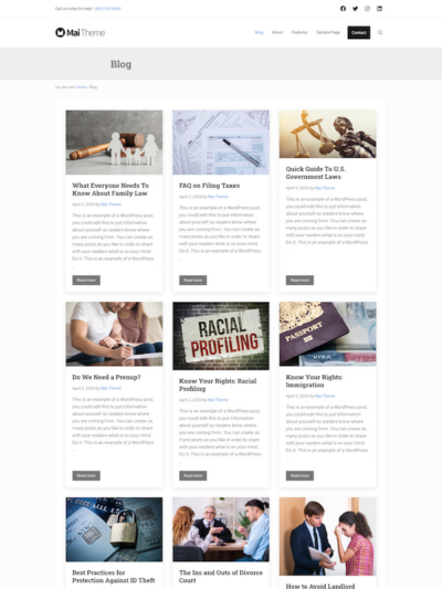 Demo image of a Mai Achieve blog layout