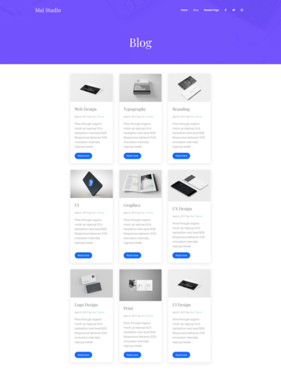 Demo image of a Mai Studio blog post layout