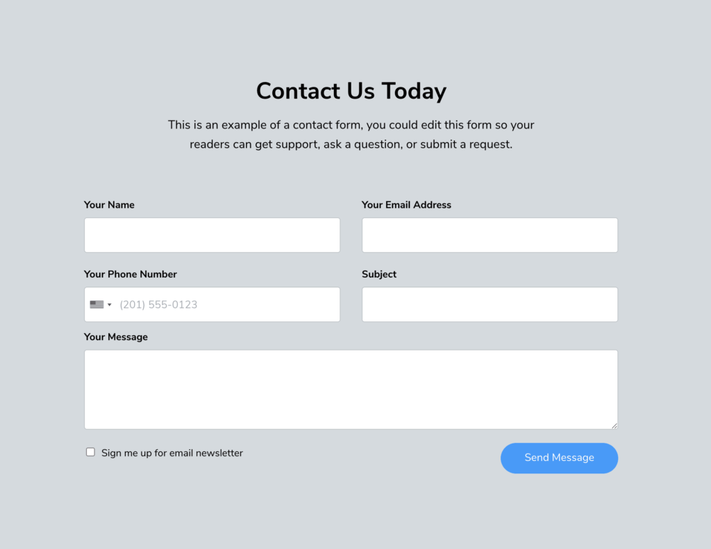 Contact form section