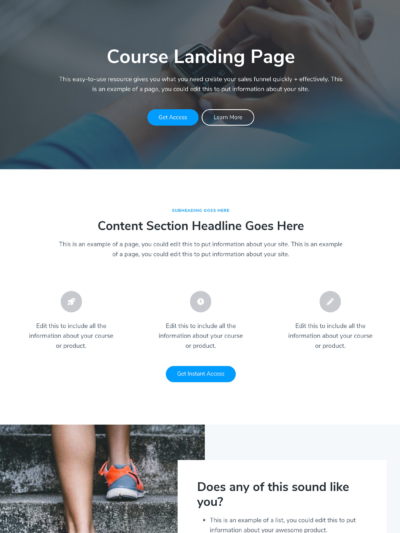 Course landing page layout