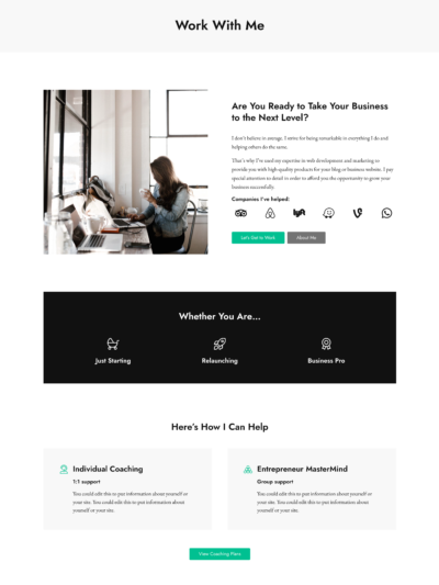 Mai Pure Work With Me Landing Page