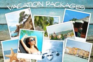 collages on images from a vacation package