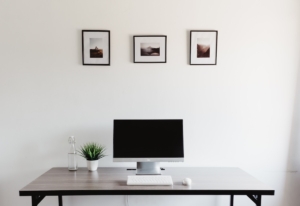 minimalist office space with Mac computer