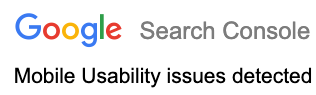 Google error reporting, mobile usability issues