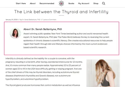 Screenshot of the author box on The Paleo Mom