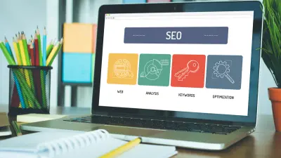 SEO concepts on laptop screen