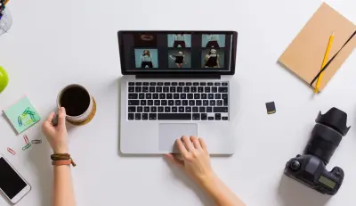 photo of person working their online photography porfolio
