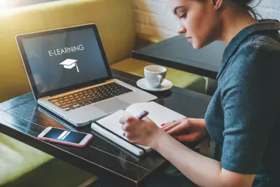 photo of woman taking online course