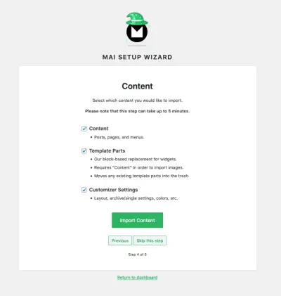 Mai Setup Wizard screenshot