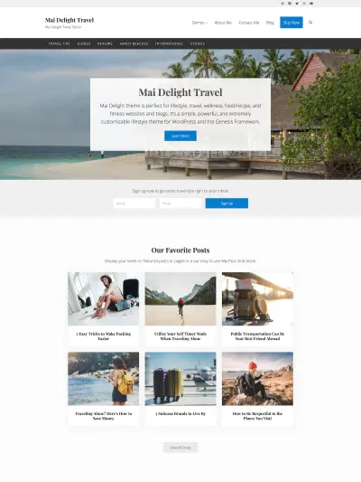 Demo Image of a Mai Delight Travel blog post layout