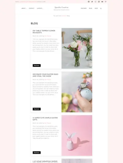 Demo image of a Mai Sparkle Creative blog template
