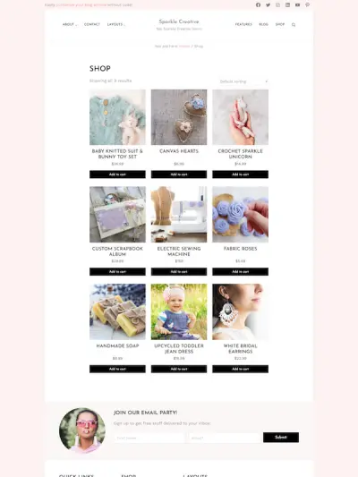 Demo image of a Mai Sparkle Creative shopping page