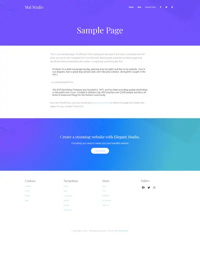 Demo image of a Mai Studio page