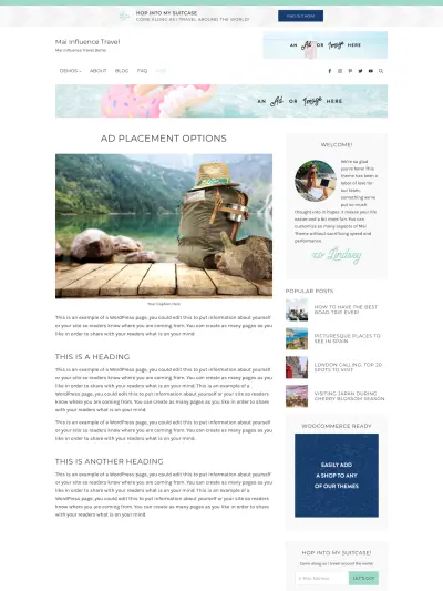 Mai Influence Travel Ads Theme Screen Mockup