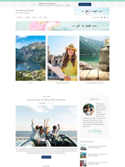 Mai Influence Travel Theme Screen Mockup