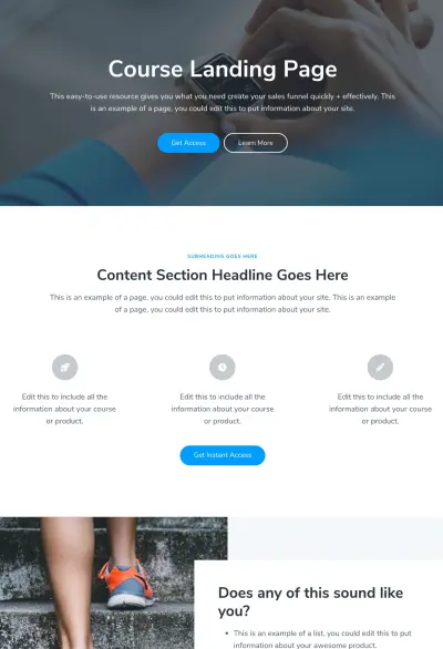 Course landing page layout