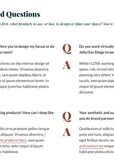 FAQ Mai Columns block