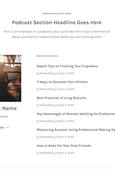 Postcast section with Mai Post Grid block