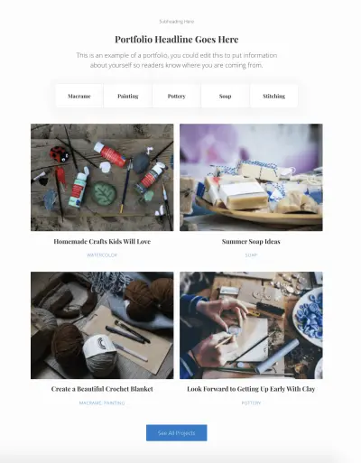 Portfolio section with Mai Post and Term Grids