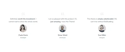 Testimonial with Mai Columns block