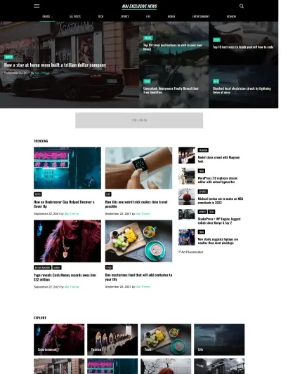 Mai Exclusive News demo homepage