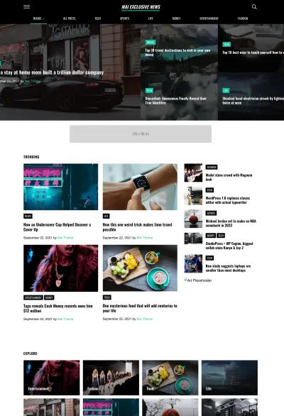 Mai Exclusive News demo homepage