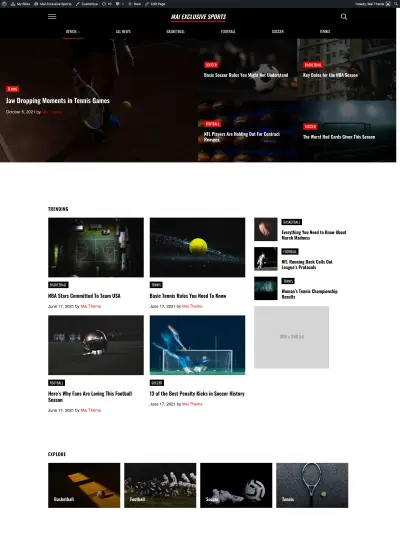 Mai Exclusive Sports demo homepage