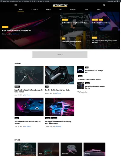 Mai Exclusive Tech demo homepage