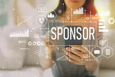 Sponsor with woman using her smartphone on a couch