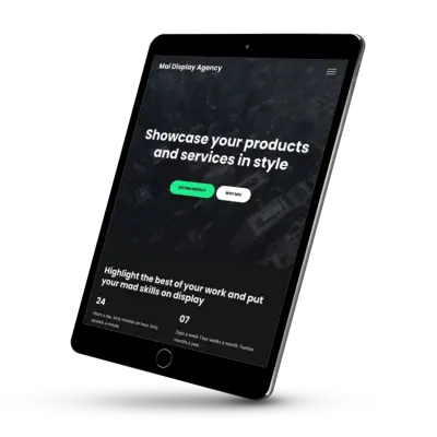 Mockup image of Mai Display template on iPad