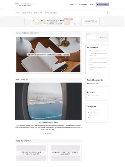Mai Chic Podcast demo homepage