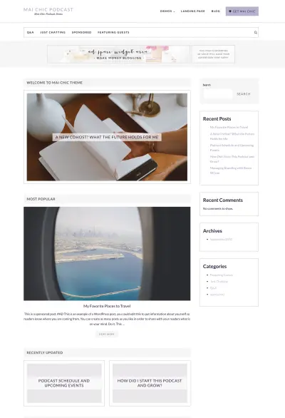 Mai Chic Podcast demo homepage