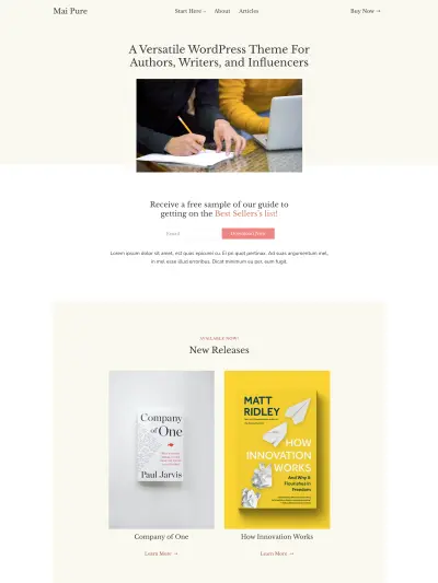 Mai Pure Author demo homepage