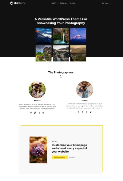 Mai Pure Photography demo homepage