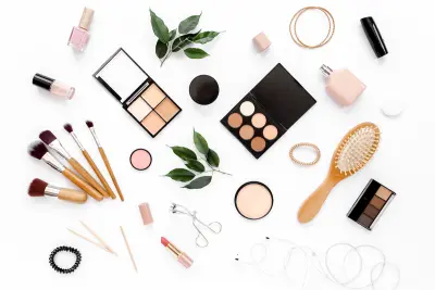 photo of beauty products spread out on a white surface