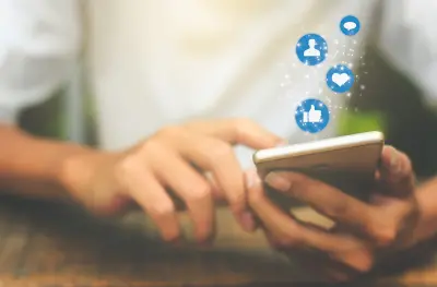 Young man using smart phone,Social media concept.