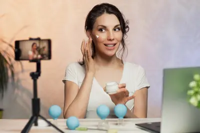 woman doing a beauty tutorial on camera