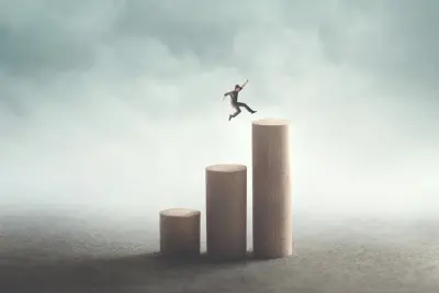 big jump to reach the top, success concept
