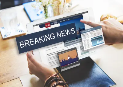Breaking News Media Announcement Social Concept, News Website