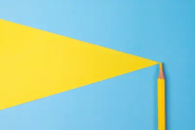 yellow and blue color paper, with colored pencil